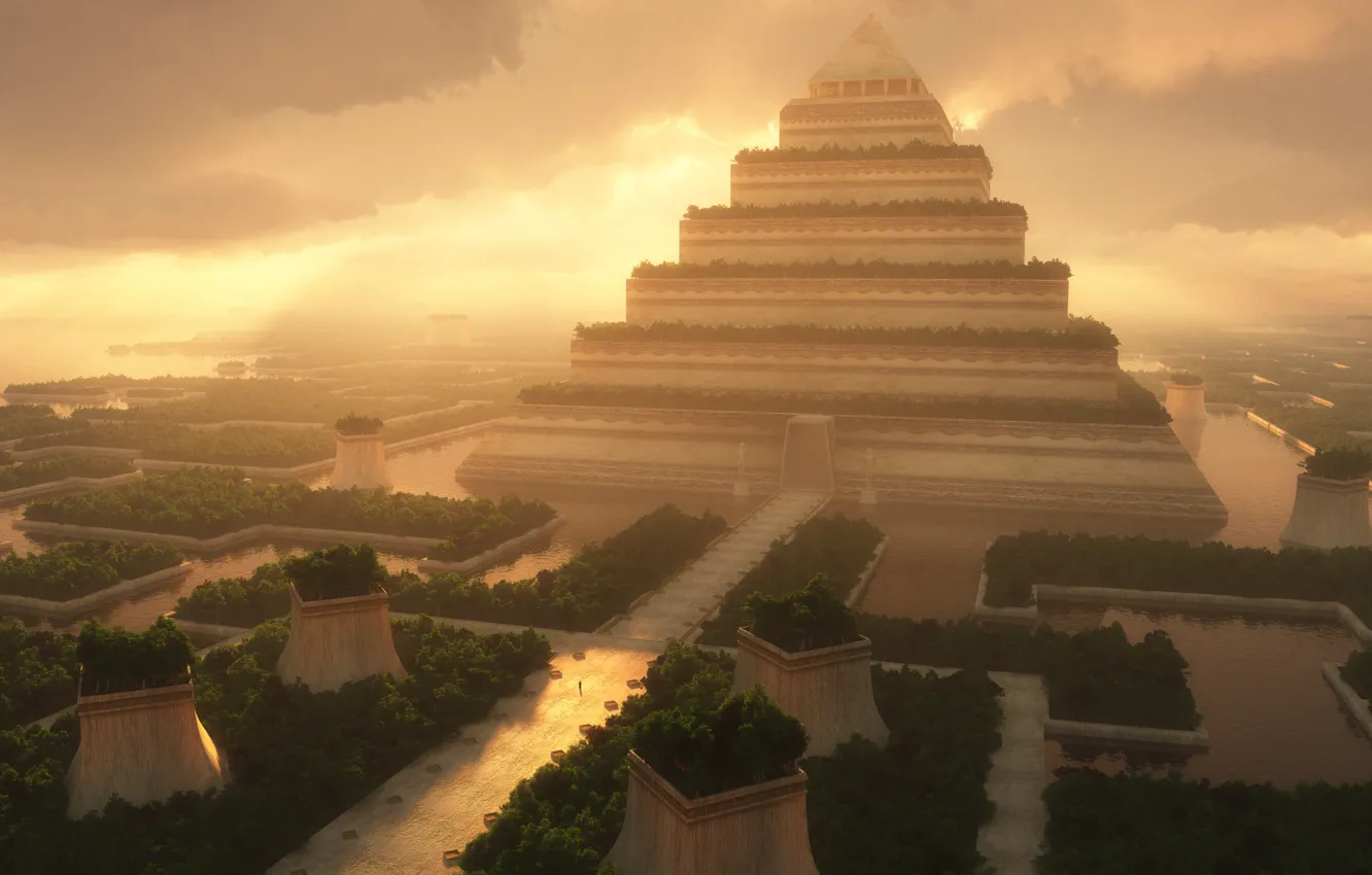 Фото обои день, пирамида, храм