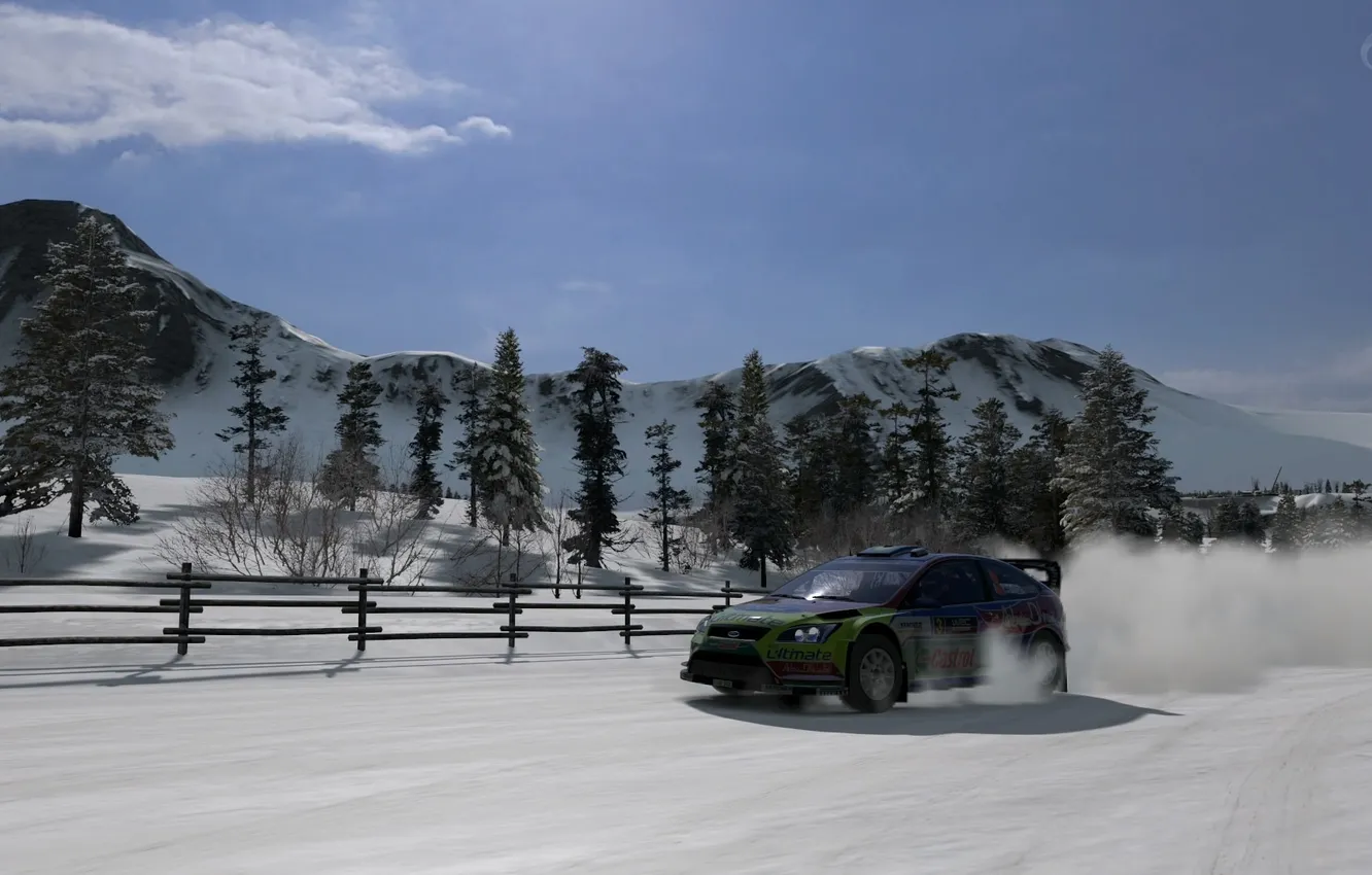 Фото обои снег, горы, гонка, Ford Focus, GT5