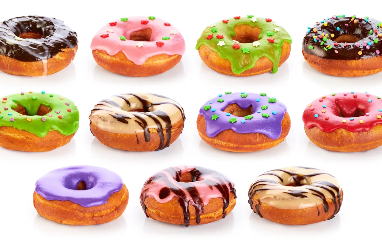 Фото обои colorful, пончики, глазурь, donuts