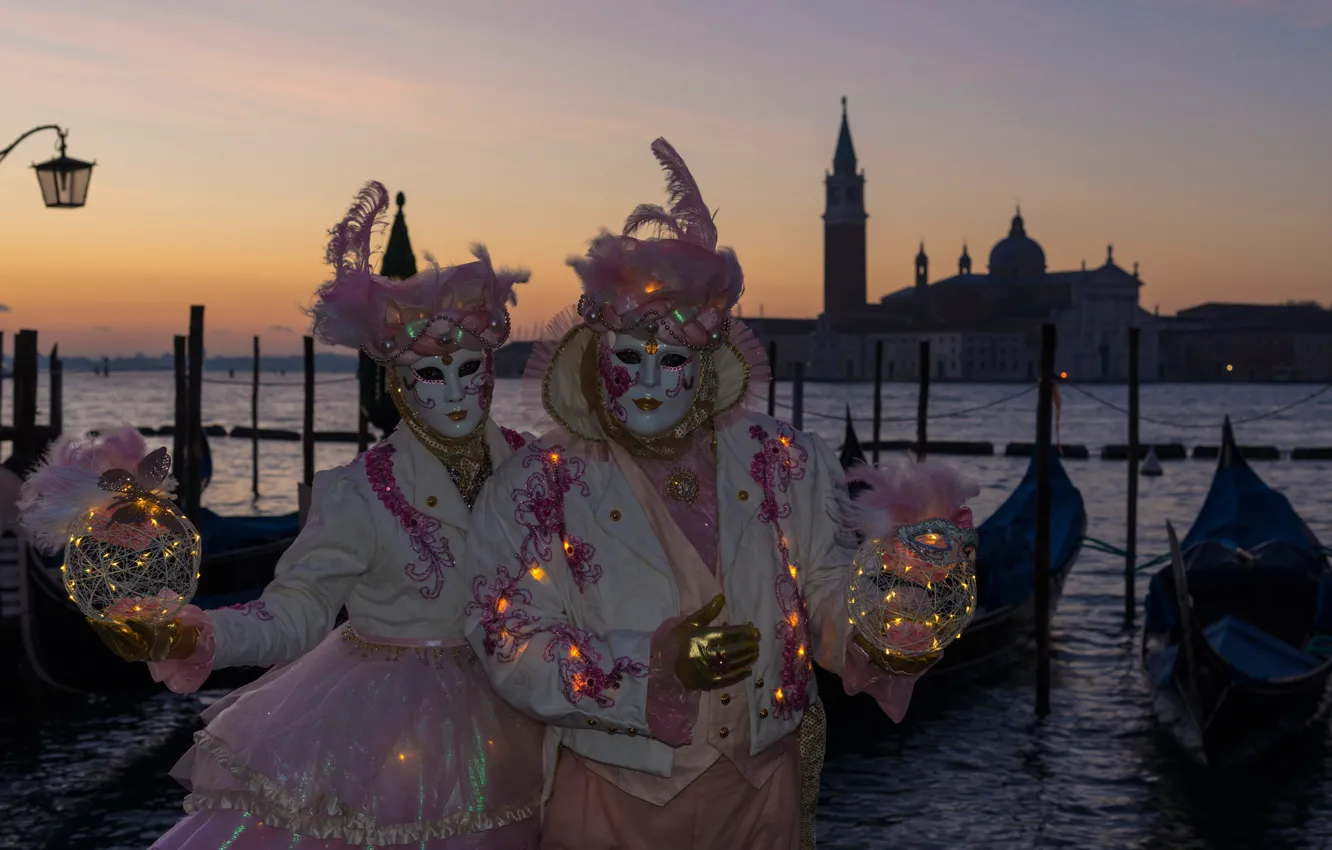 Фото обои Италия, Венеция, карнавал, костюмы, маскарад