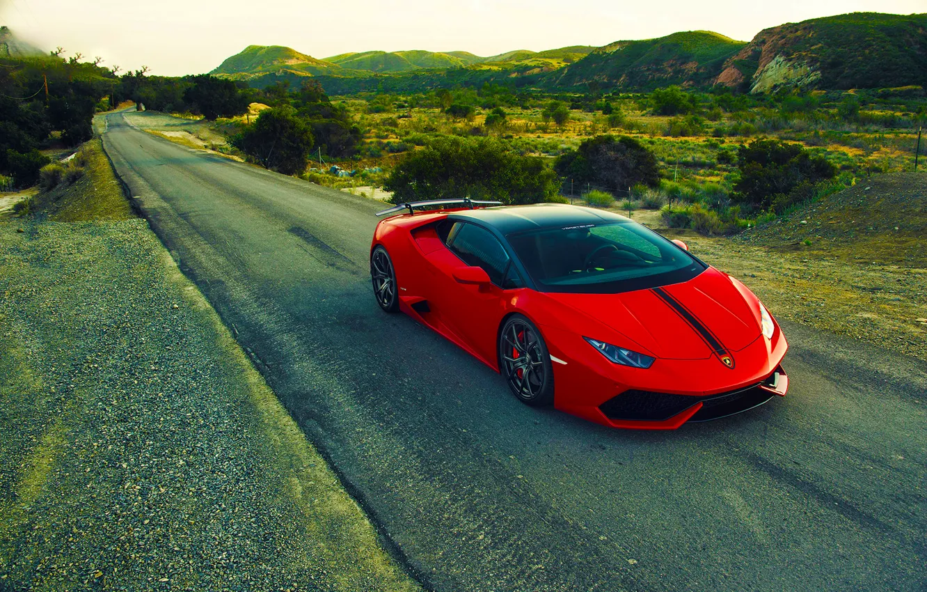 Фото обои Lamborghini, Red, Front, Vorsteiner, Aero, Road, Verona, Rich