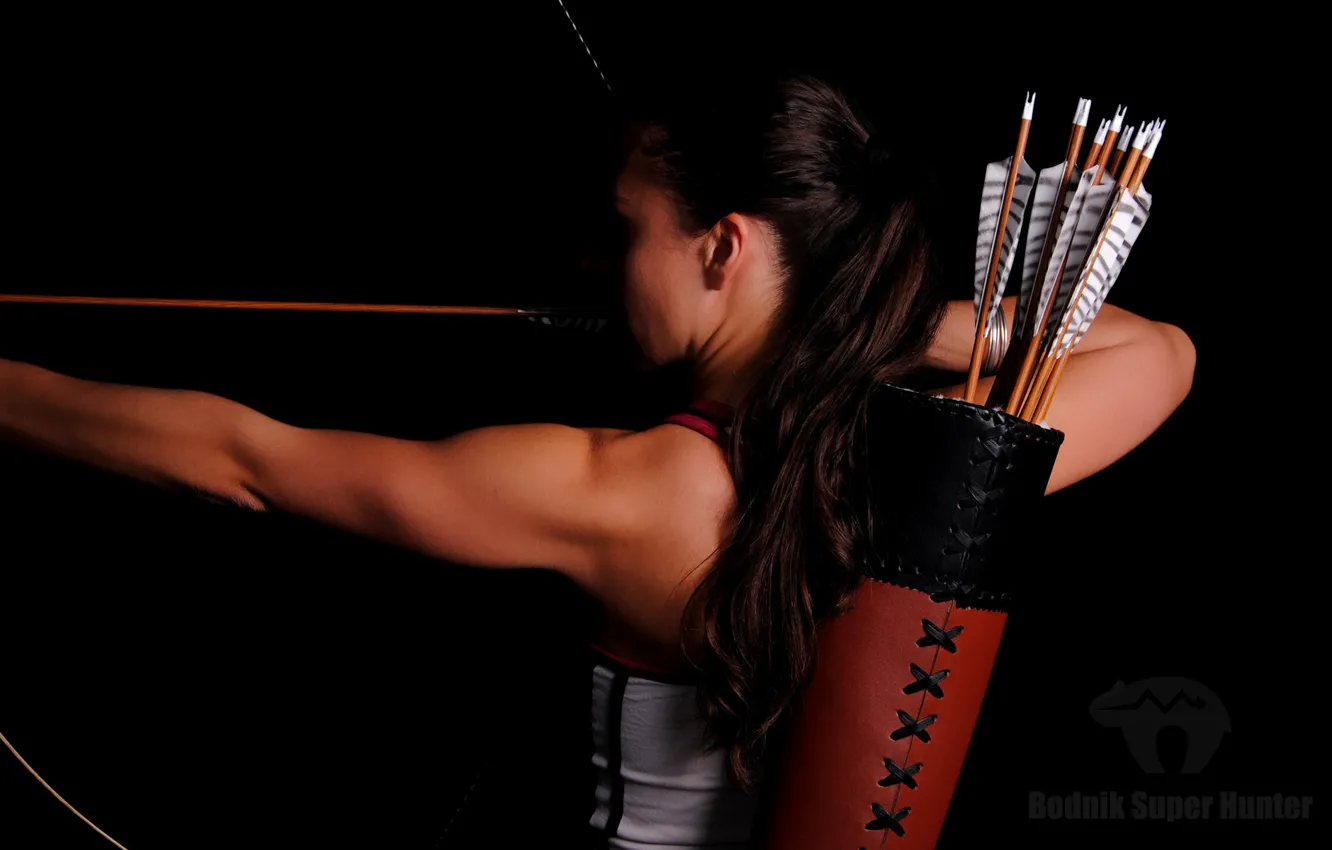 Фото обои woman, pose, shooting, archery, practice, hunting, bow and arrow