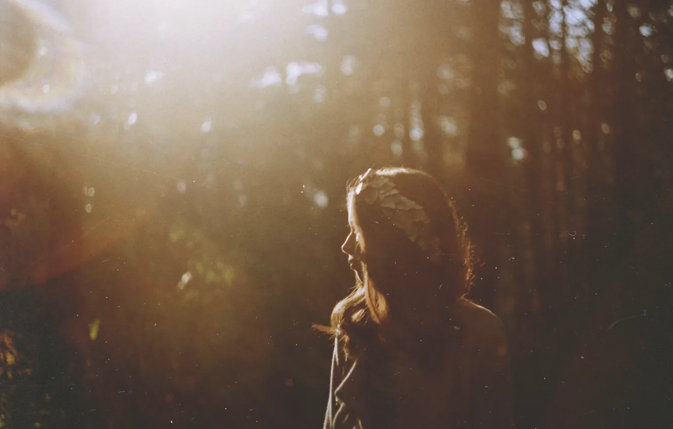 Фото обои лес, девушка, блики солнца, TanjaMoss