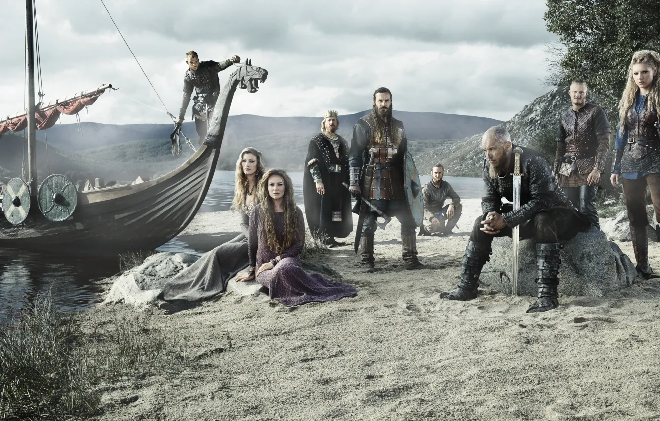 Фото обои сериал, воины, исторический, Vikings, Викинги, драккар