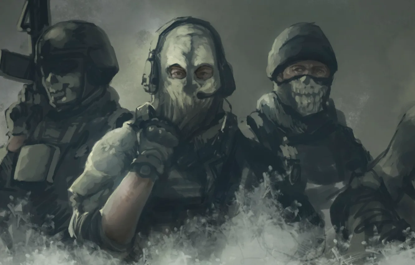 Фото обои маска, call of duty, art, спецназ, Call of Duty: Ghosts, ghosts