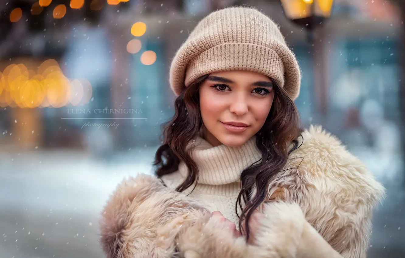 Фото обои зима, девушка, портрет, Елена Чернигина