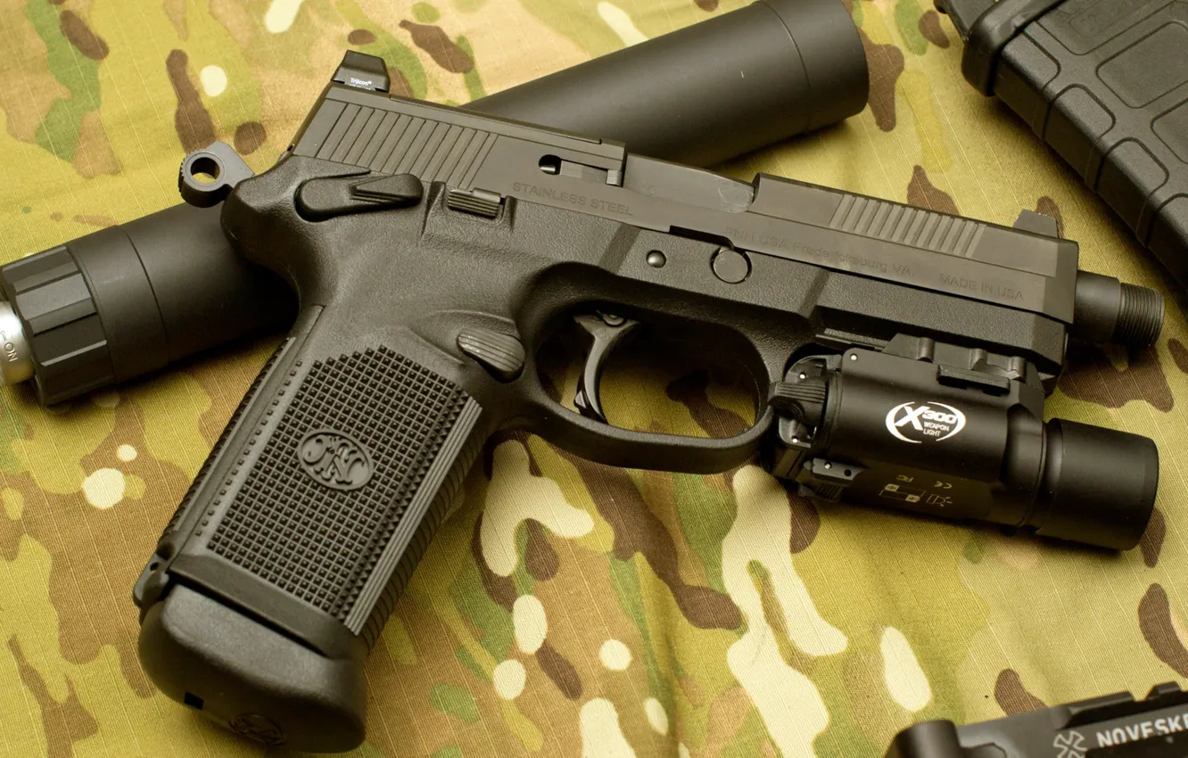 Фото обои глушитель, самозарядный пистолет, FN Herstal, FNH-USA, FN FNP