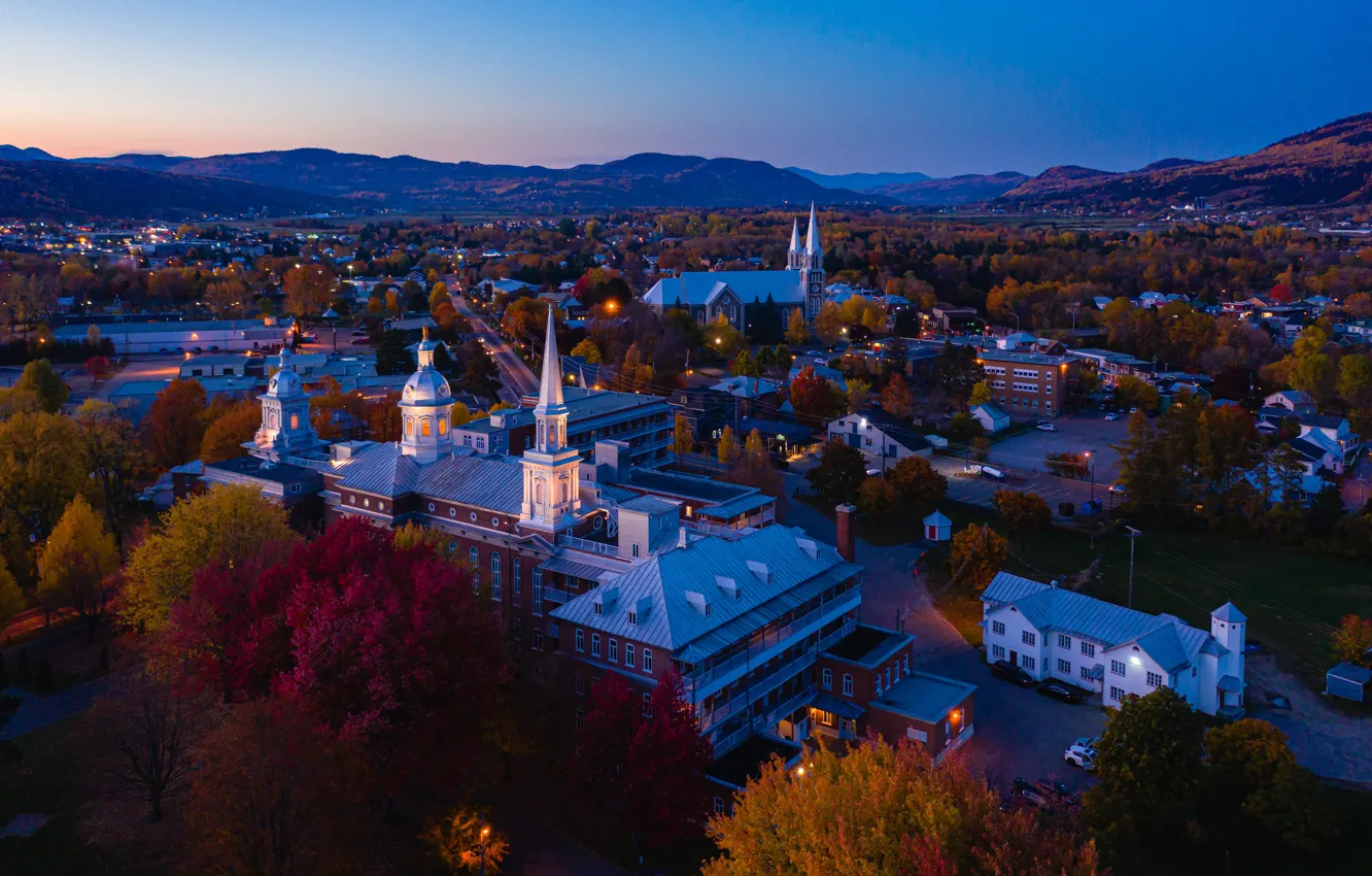 Фото обои Дома, Город, Канада, Квебек, Charlevoix