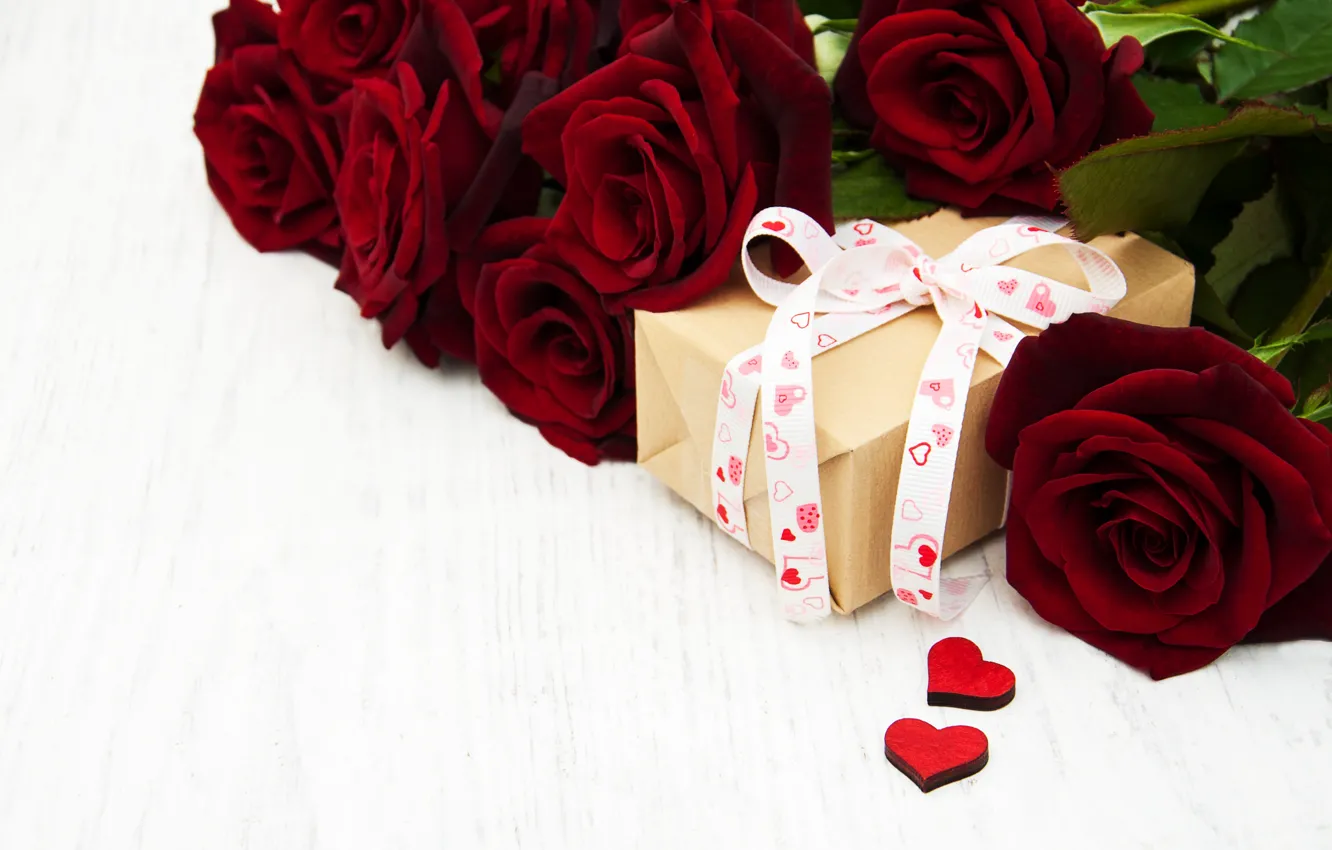 Фото обои розы, букет, сердечки, красные, Olena Rudo