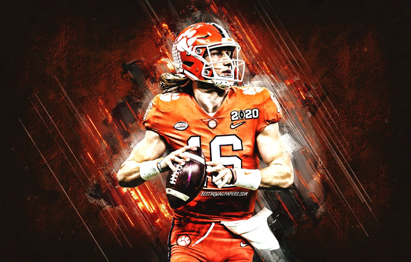 Фото обои American football, NCAA, Trevor Lawrence, Clem son Tigers
