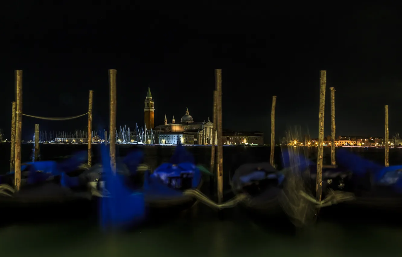 Фото обои ночь, город, Венеция
