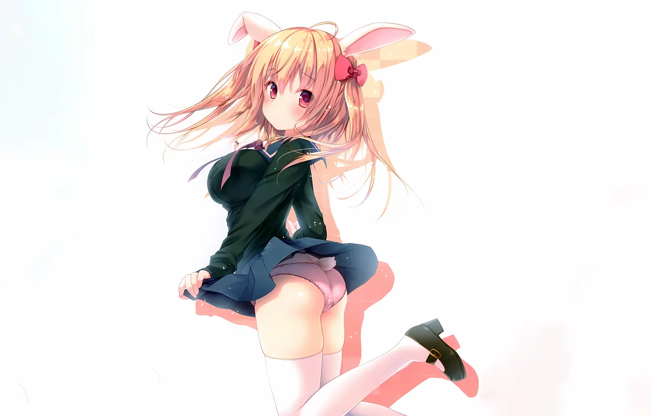 Фото обои girl, sexy, lingerie, ass, pantsu, school uniform, panties, thighhighs