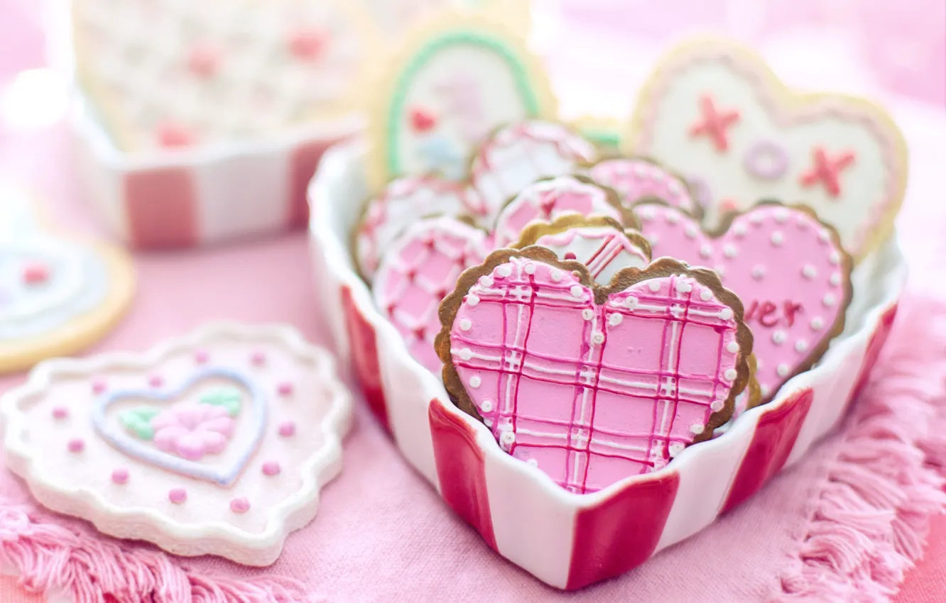 Фото обои любовь, сердца, печенье, день святого валентина, романтический