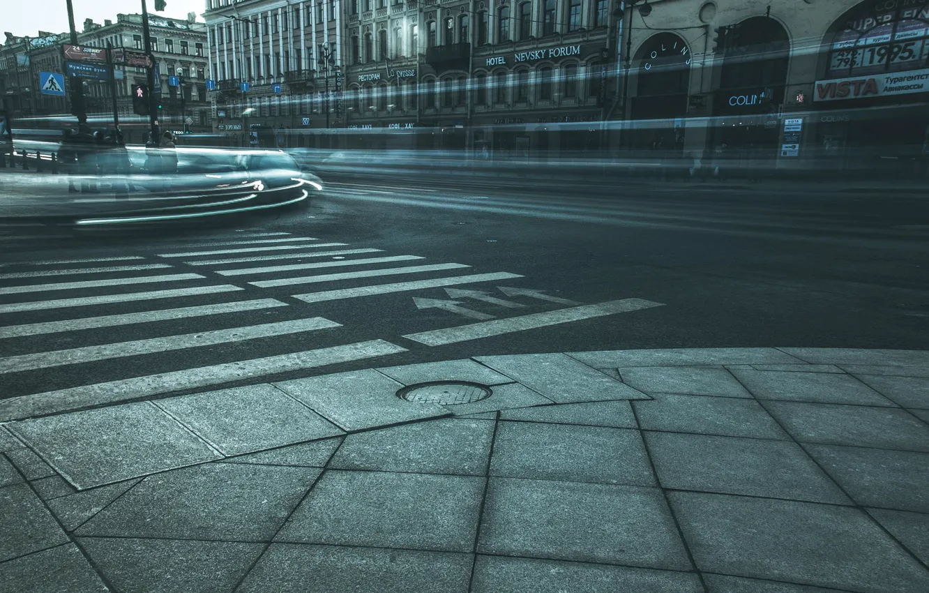 Фото обои машины, движение, улица, вечер, Питер, Санкт-Петербург, Россия, Russia