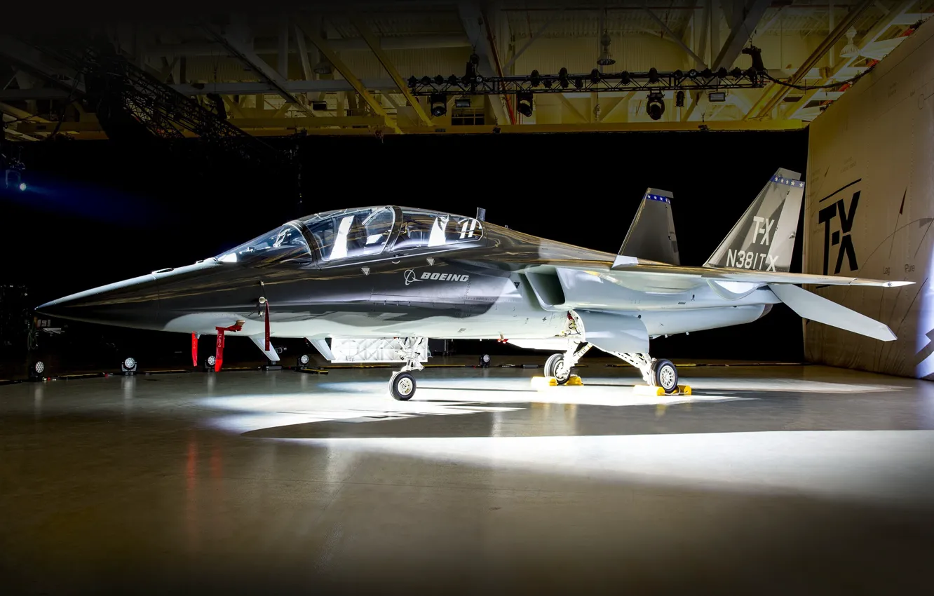 Фото обои Boeing, logo, jet, U.S. Air Force, T-X, hunting, jet plane, fighter aircraft