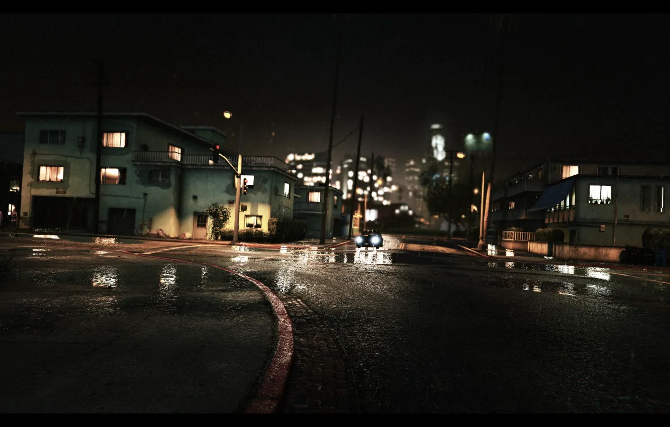 Фото обои игры, rain, grand theft auto, Gta, los santos, Gta V