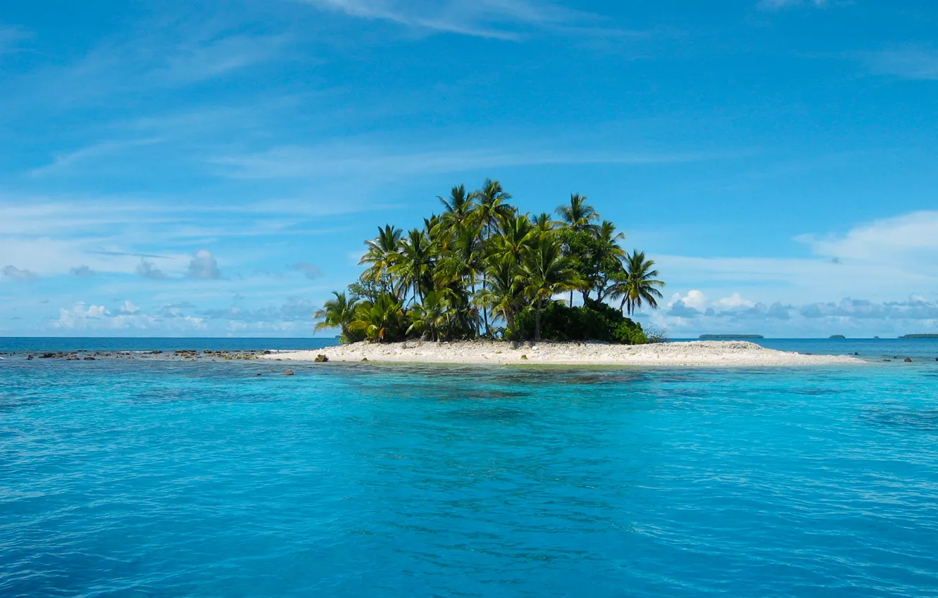 Фото обои море, тропики, пальмы, остров