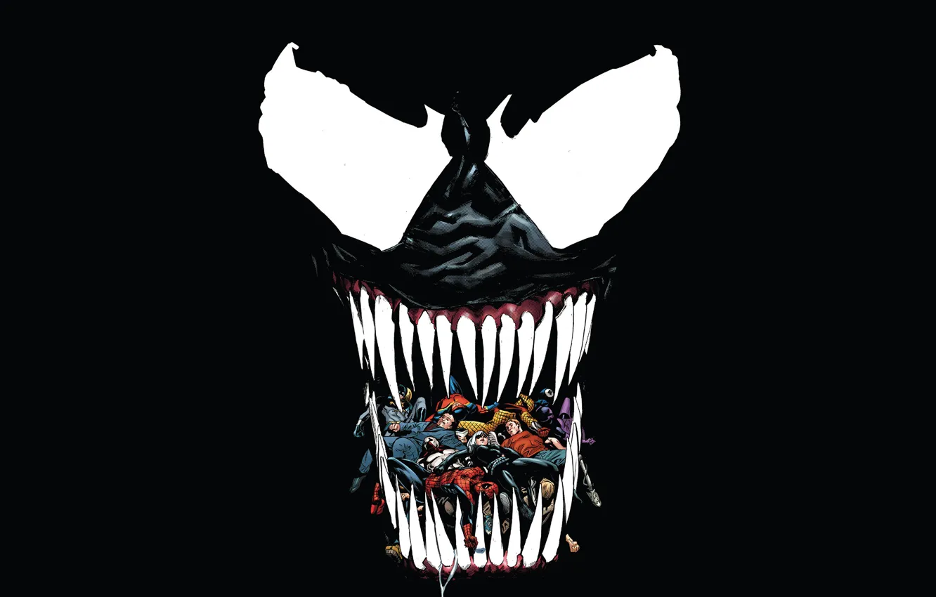 Фото обои язык, монстр, пасть, комиксы, комикс, супергерои, Веном, Venom