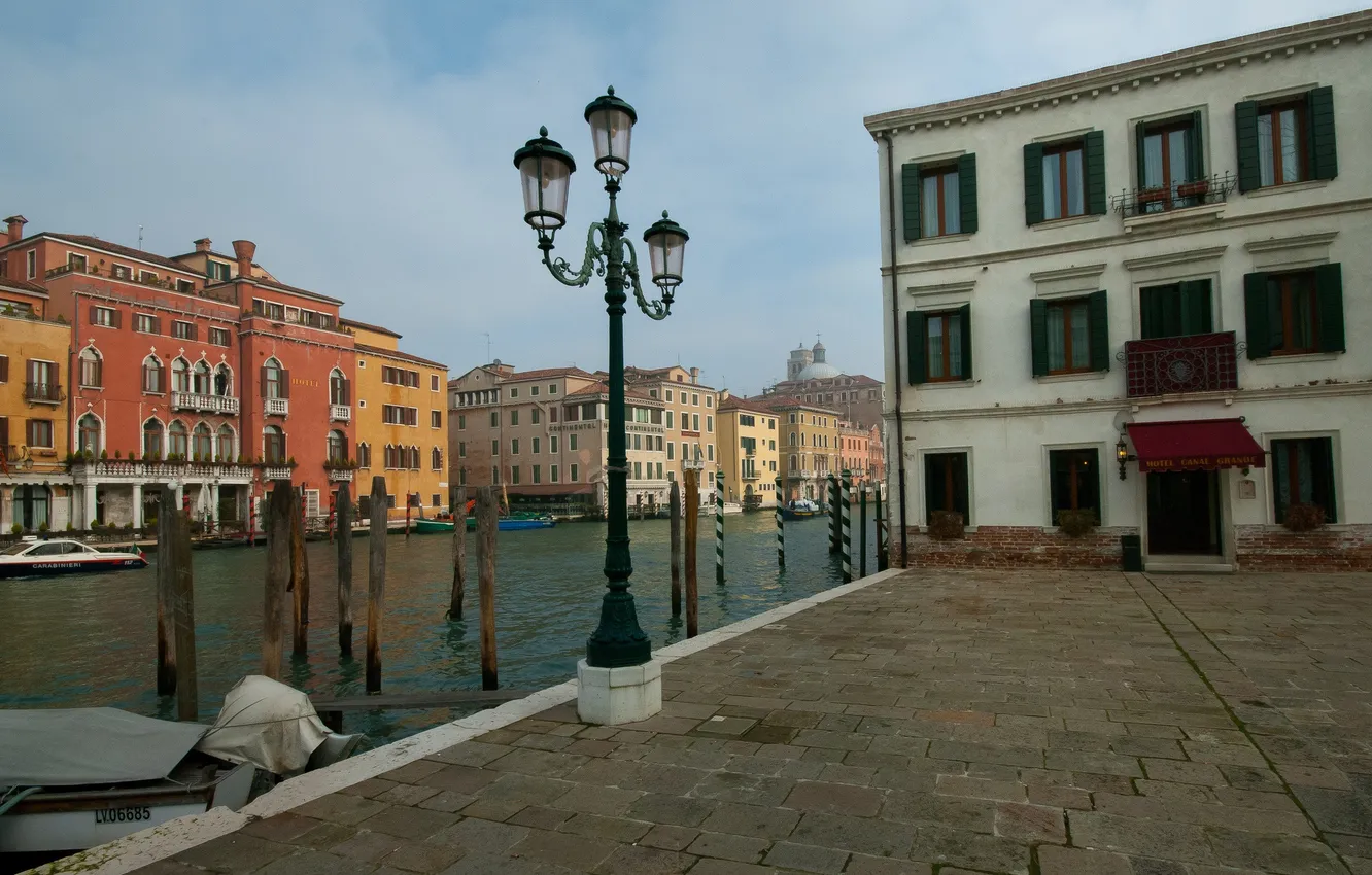 Фото обои небо, дома, Италия, Венеция, канал, набережная