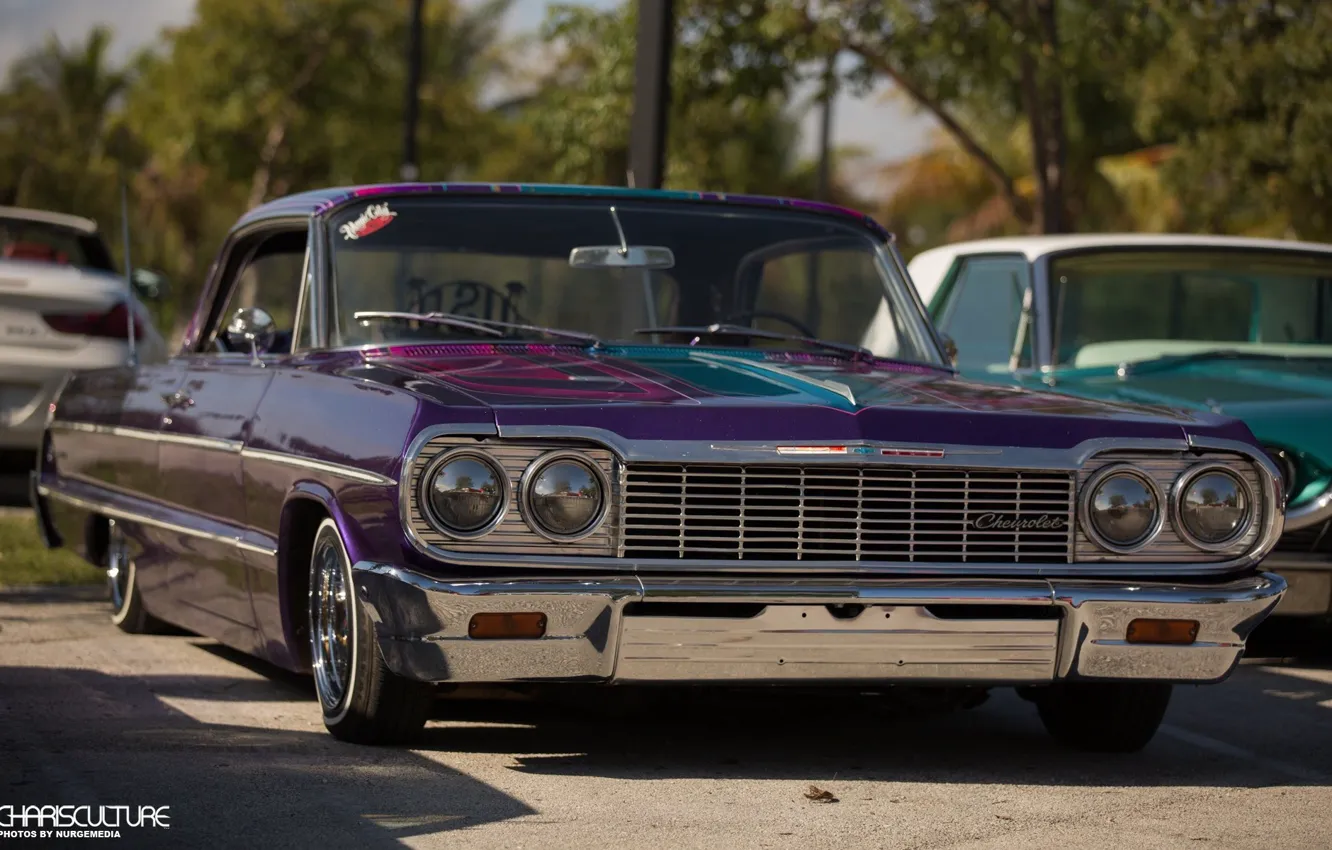 Фото обои Chevrolet, Purple, Impala, Lowrider, Custom