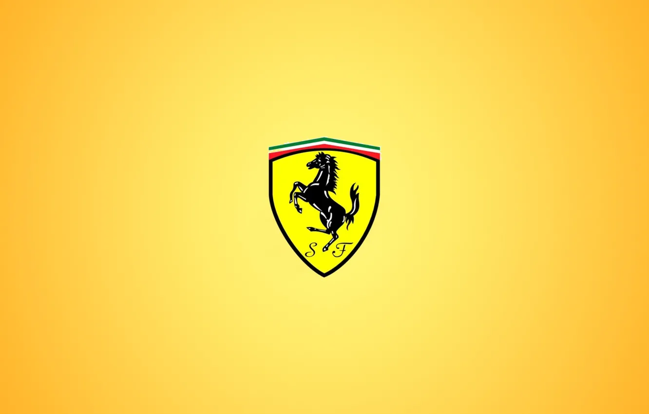 Фото обои жёлтый, лого, Ferrari, феррари, fon, жребец
