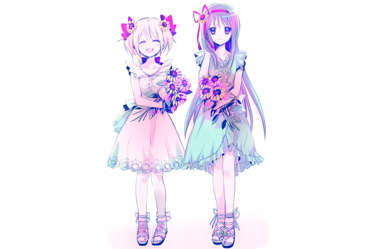 Фото обои девочки, Mahou Shoujo Madoka Magica, Девочка-Волшебница Мадока