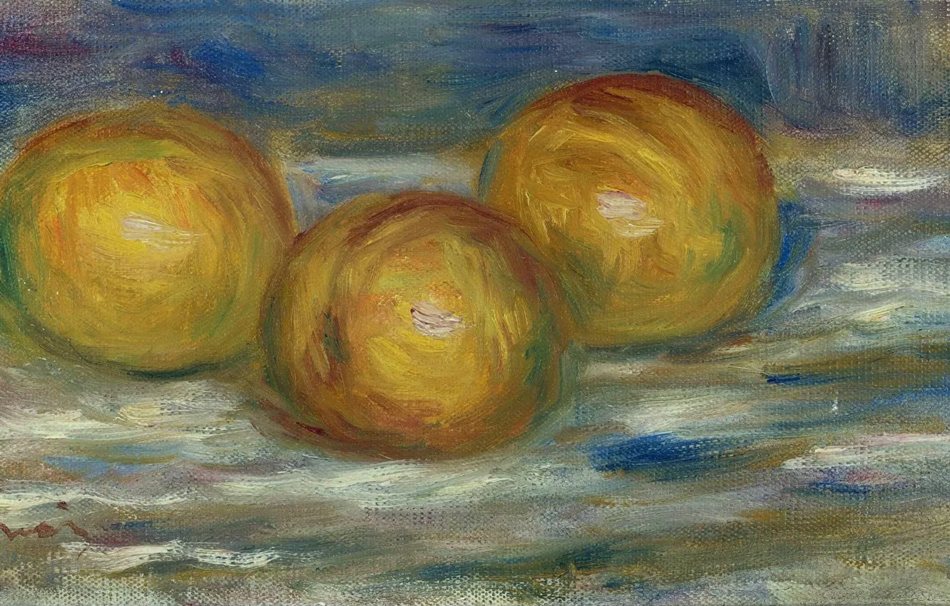 Фото обои картина, натюрморт, 1915, Пьер Огюст Ренуар, Pierre Auguste Renoir, Три Лимона