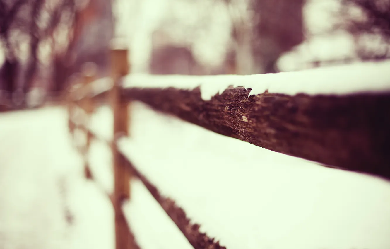 Фото обои снег, забор, ограда