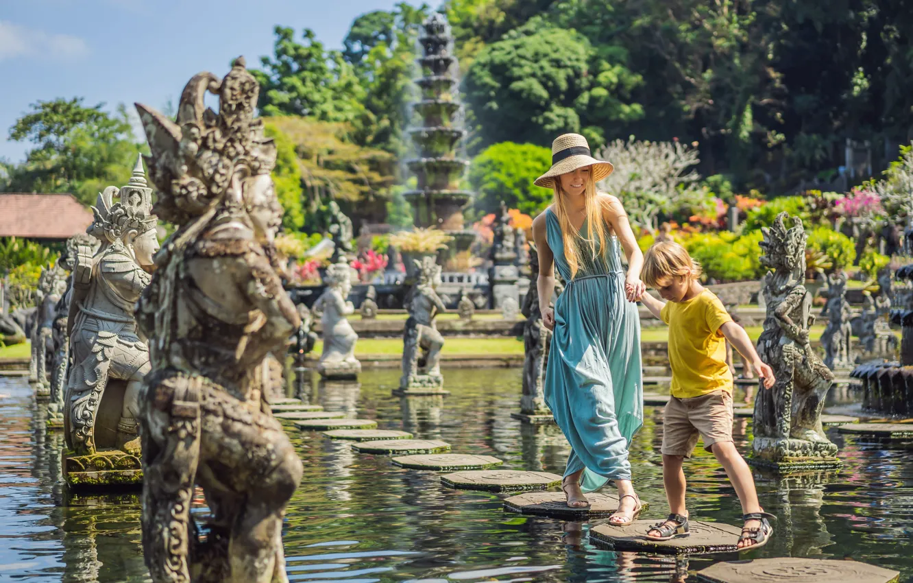 Фото обои Девушка, Мальчик, Бали, Индонезия, Travel, Путешествия, Water Park, Bali Indonesia