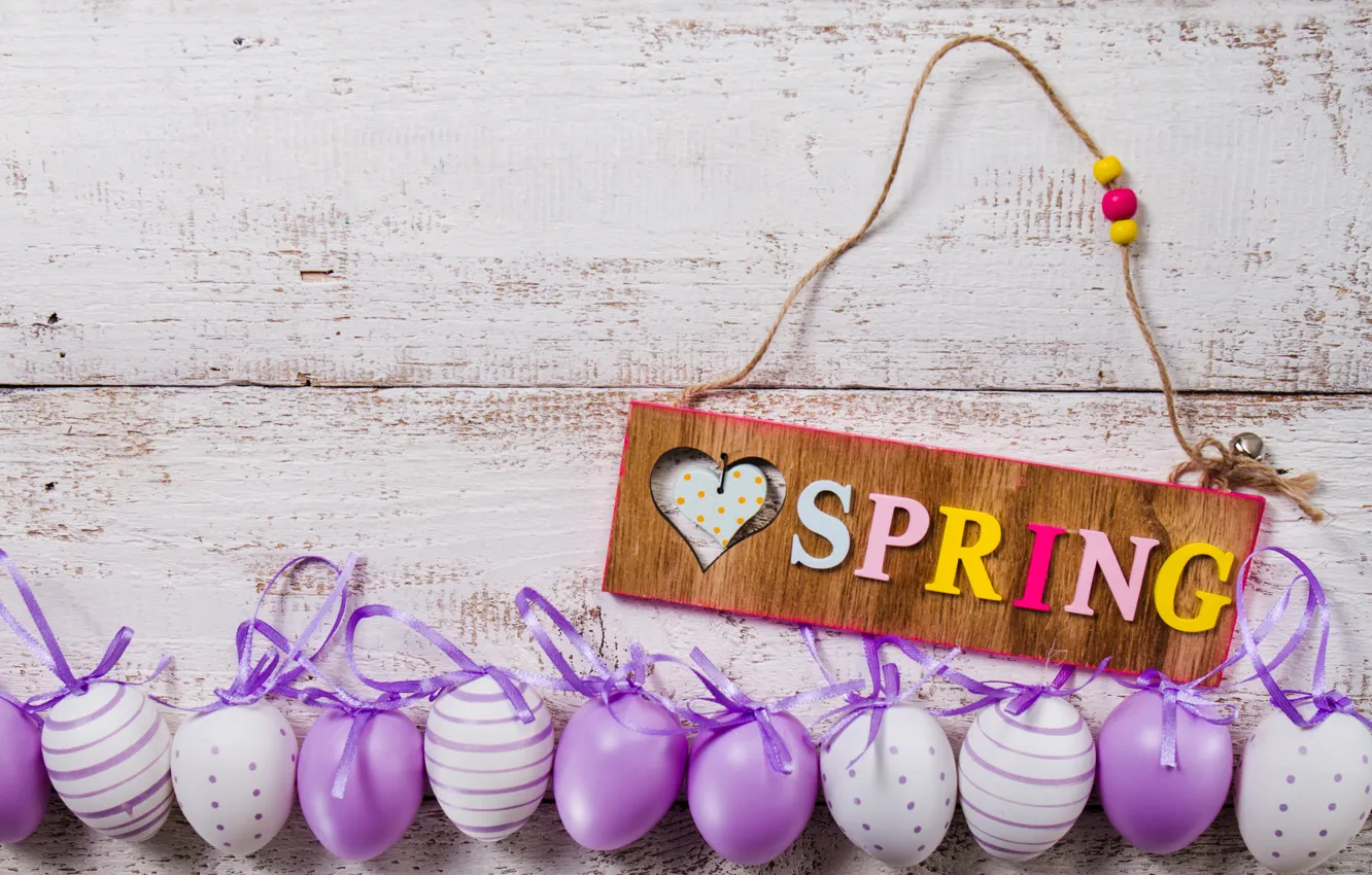 Фото обои весна, Пасха, wood, spring, Easter, purple, eggs, decoration