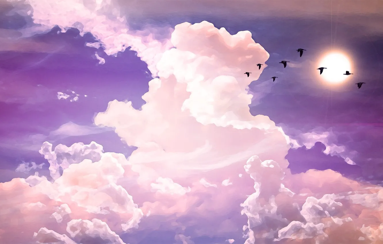 Фото обои fantasy, sky, pink, cloud, purple