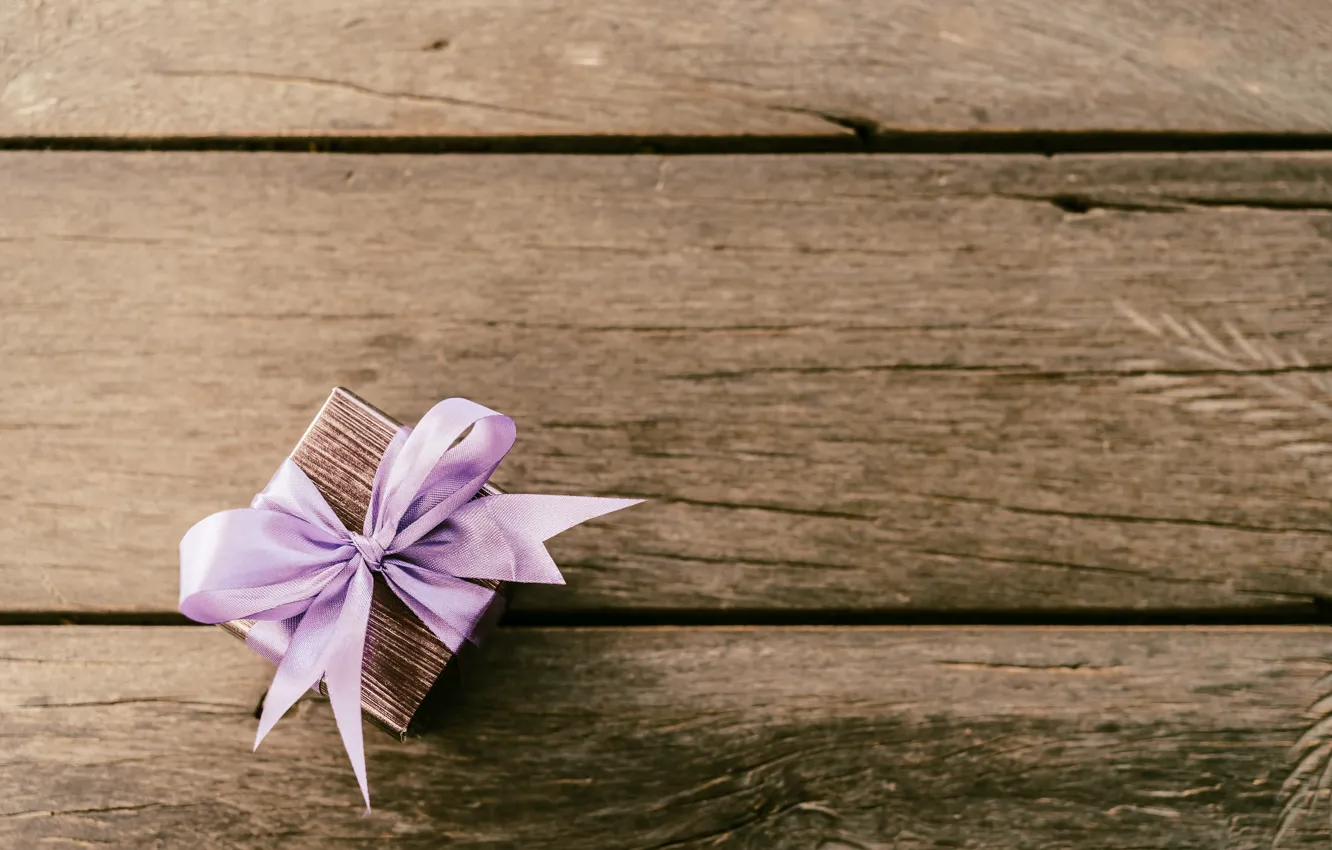 Фото обои день рождения, box, wood, gift, ribbon