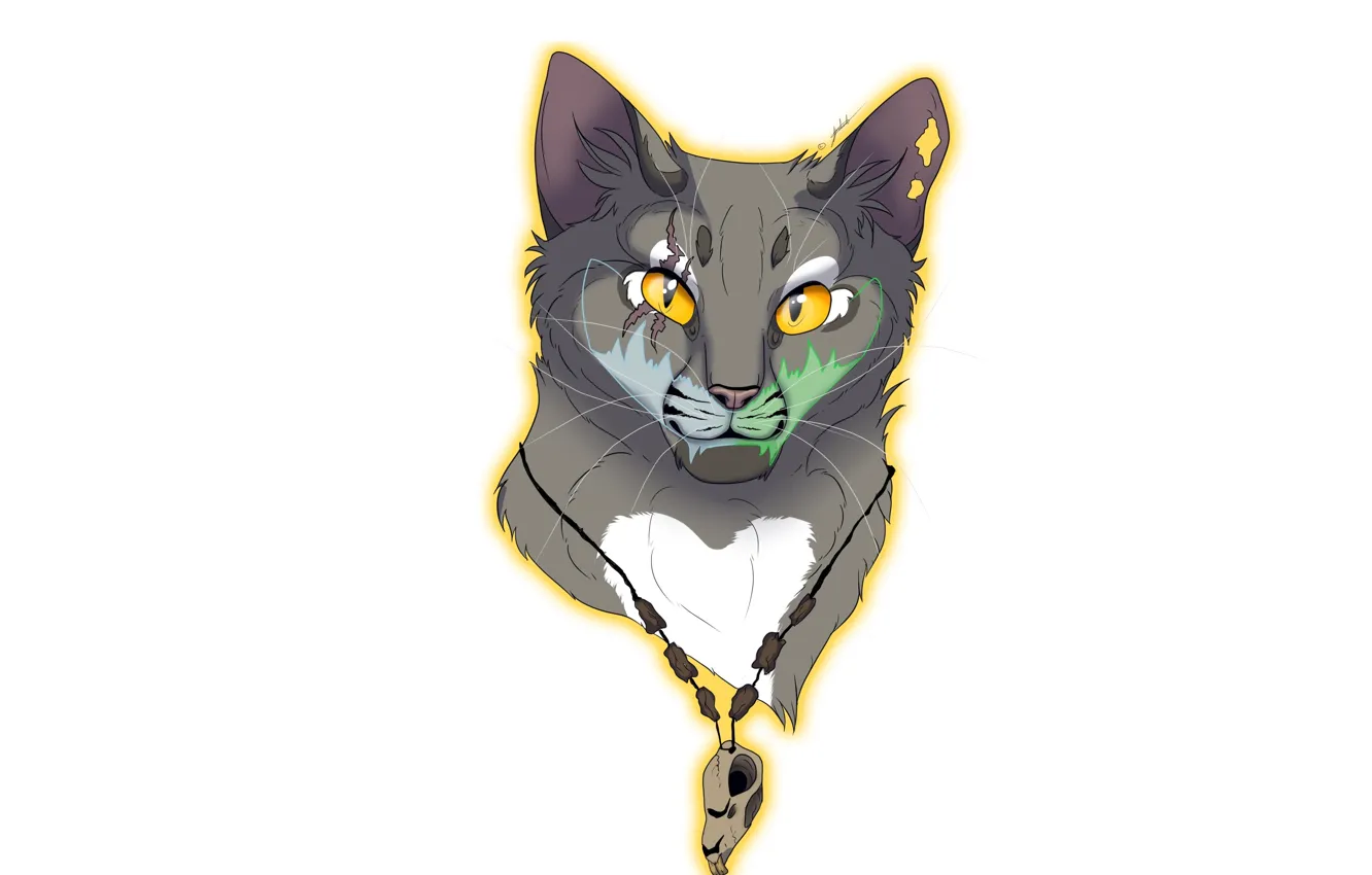 Фото обои череп, арт, кулон, белый фон, зверь