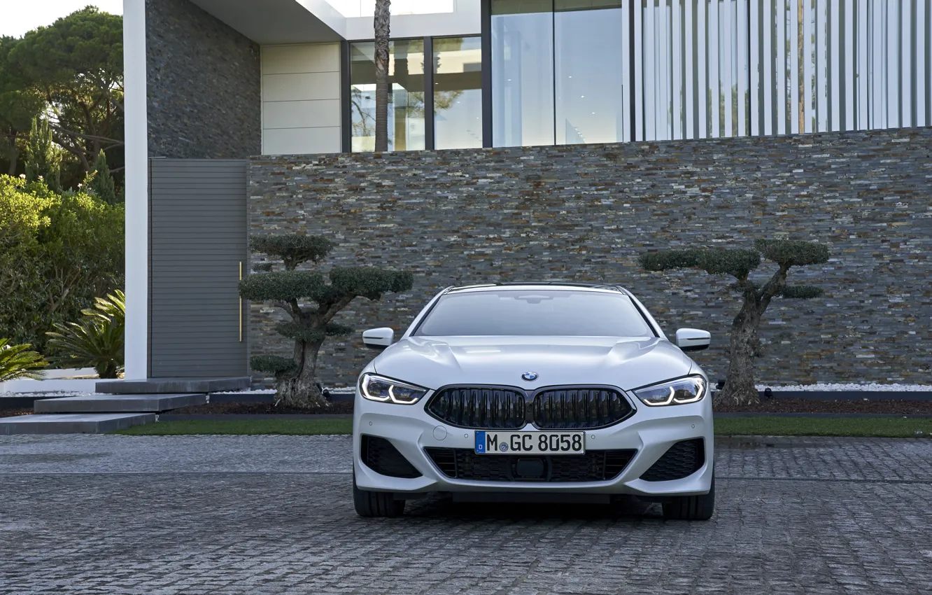 Фото обои белый, купе, BMW, вид спереди, Gran Coupe, 840i, 8-Series, 2019