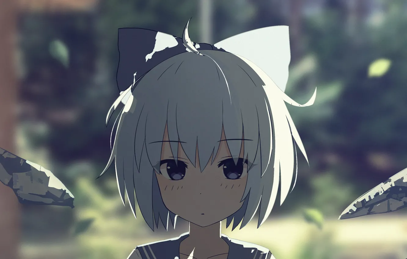 Фото обои девушка, размытый фон, Cirno, Touhou Project