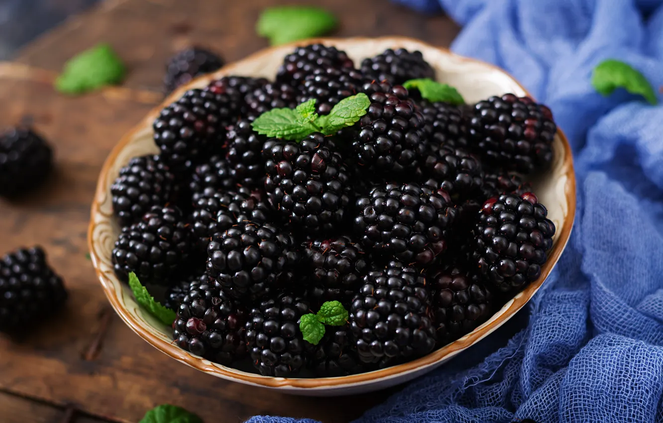 Фото обои ягоды, fresh, wood, ежевика, blackberry, berries