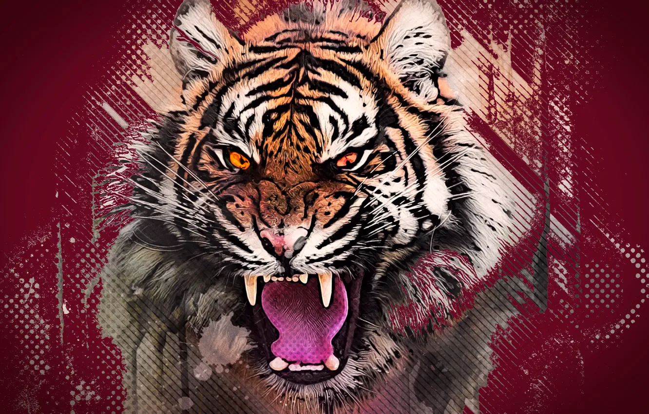 Фото обои глаза, графика, цвет, хищник