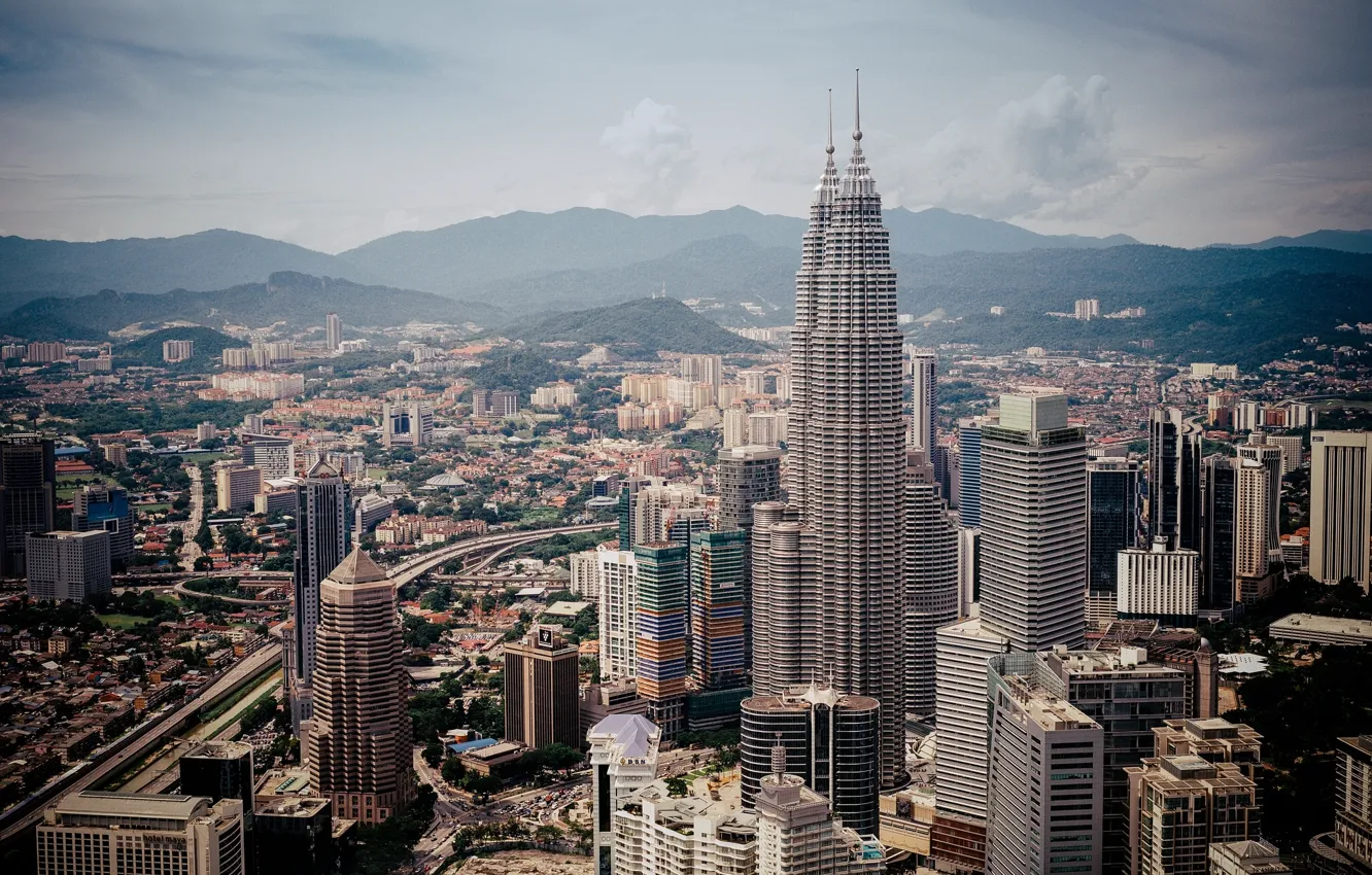 Фото обои здания, панорама, Малайзия, Kuala Lumpur, Malaysia, Куала-Лумпур
