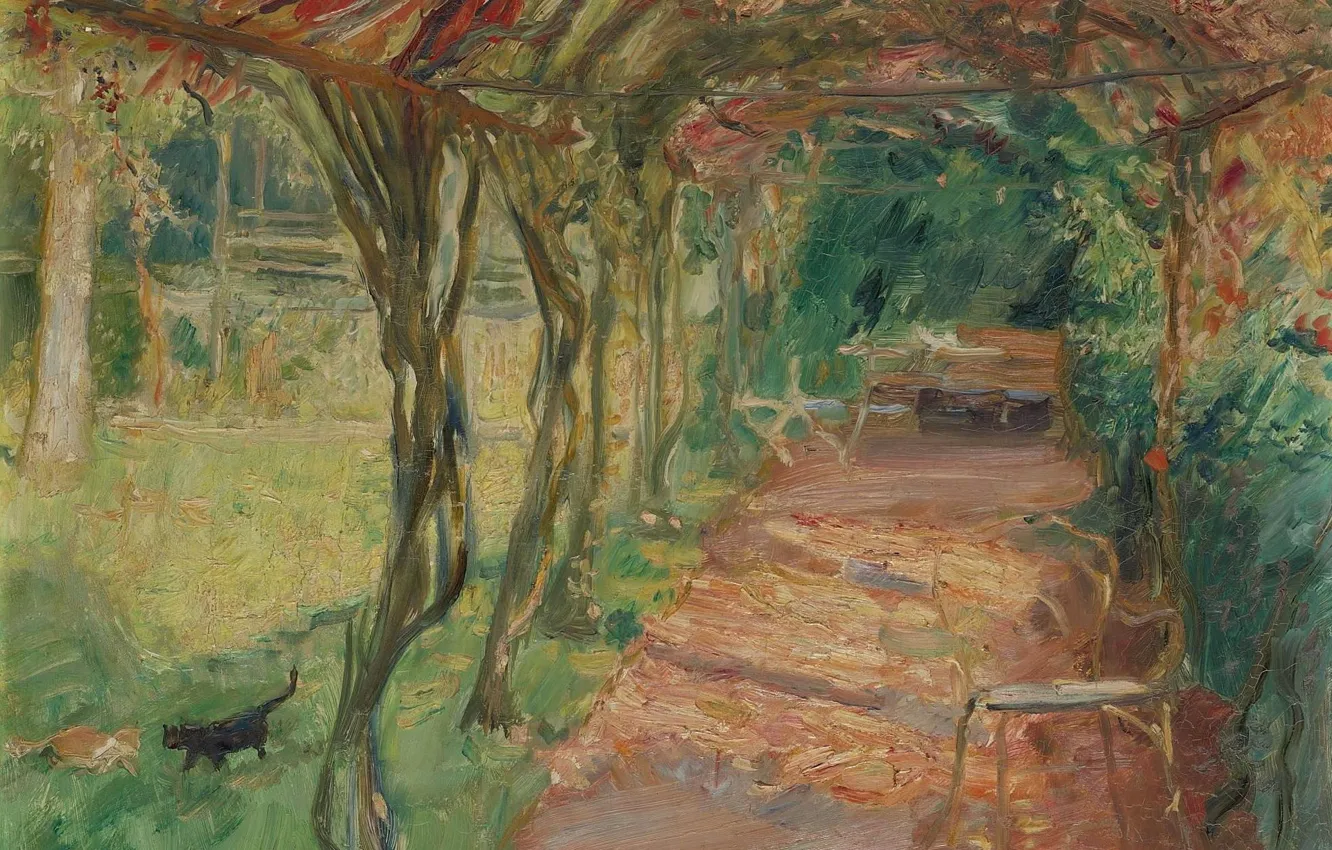 Фото обои пейзаж, картина, 1901, Под Беседкой, Max Slevogt, Макс Слефогт