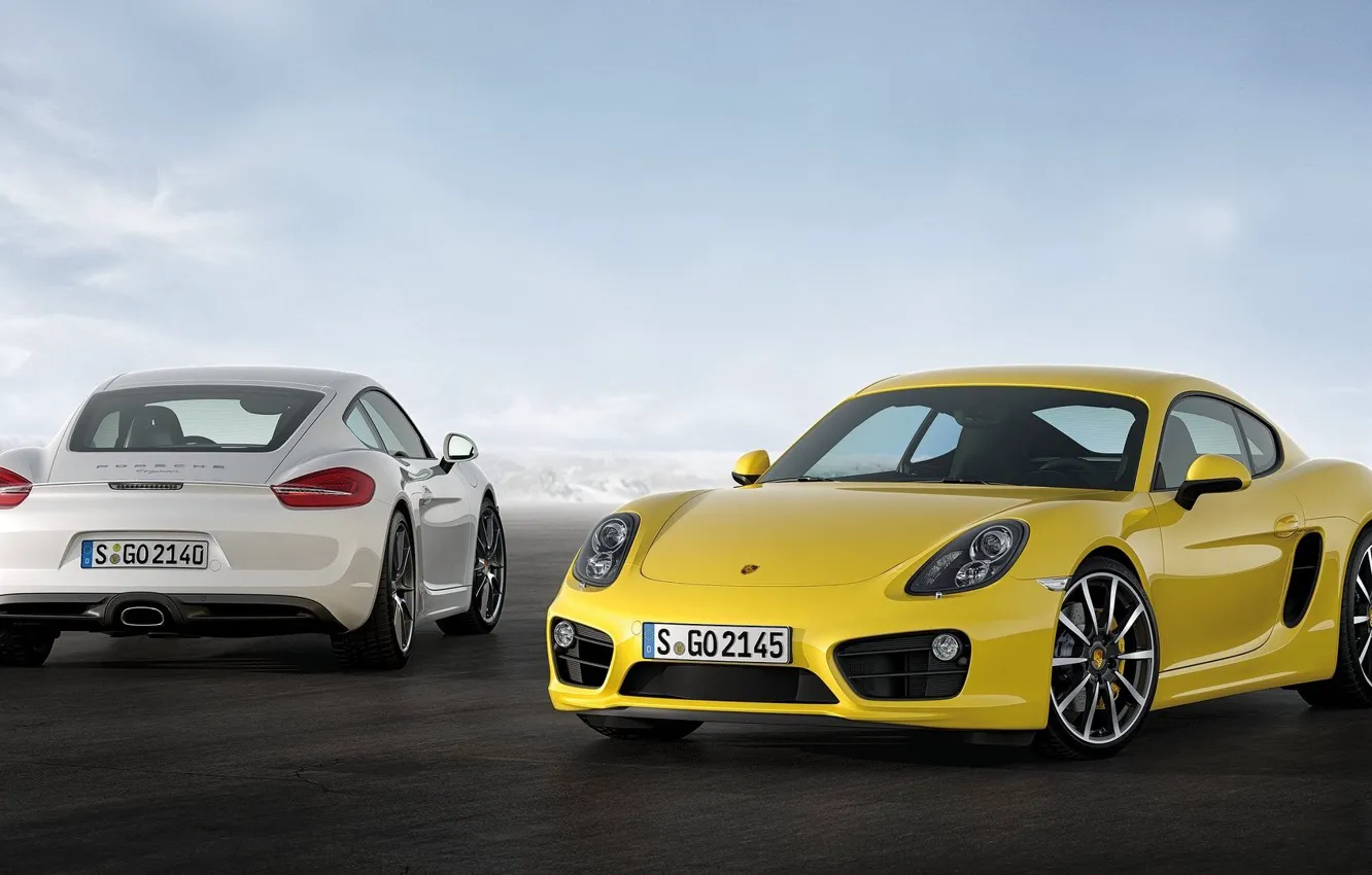 Фото обои Porsche, Cayman, sportcar, auto, yellow, porsche wallpaper, cayman s