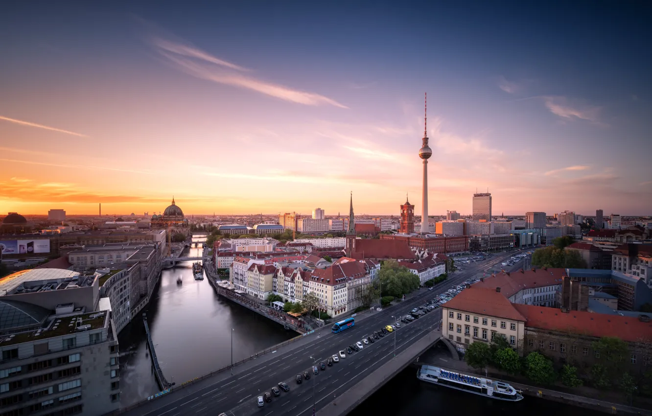 Фото обои мост, река, Германия, Берлин