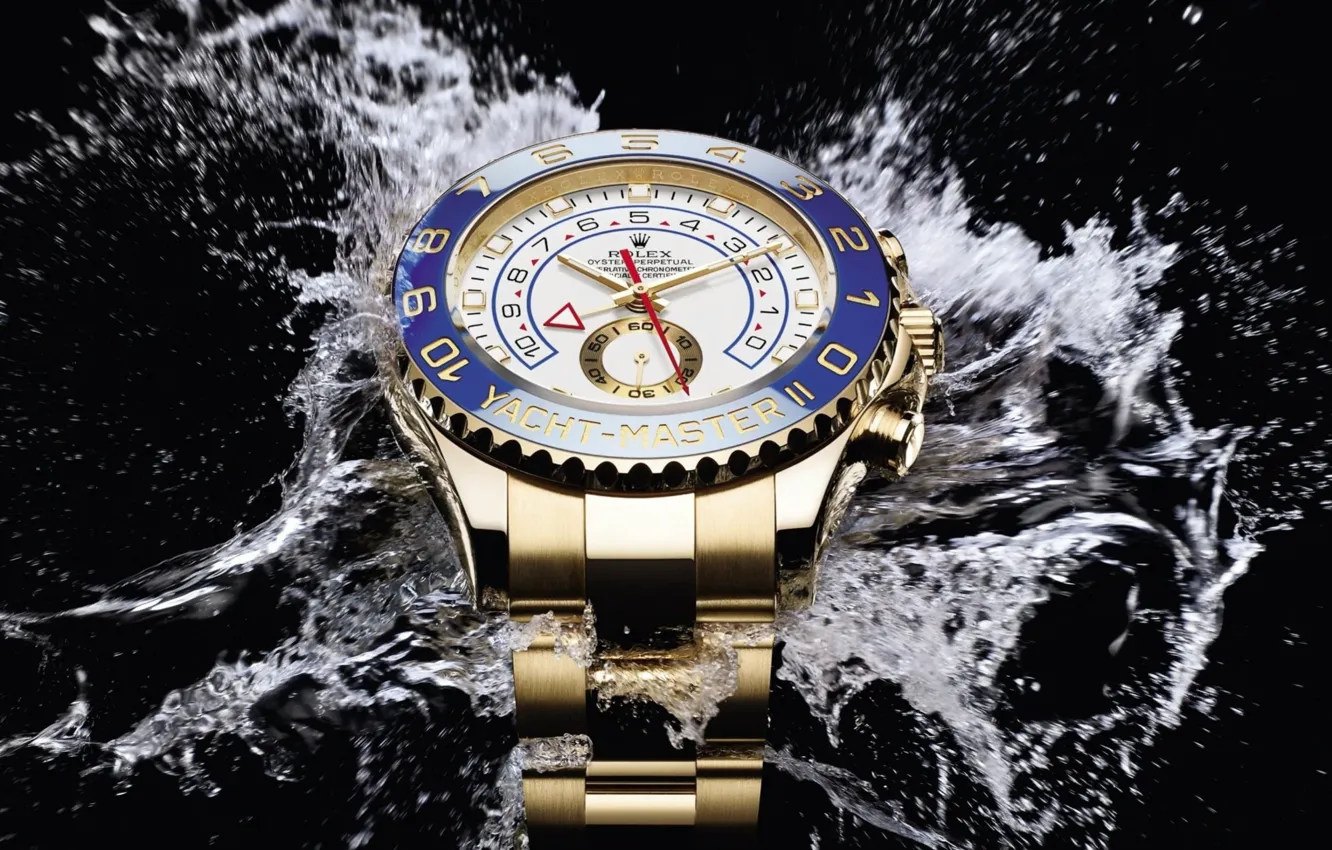 Фото обои брызги воды, Rolex, Наручные часы