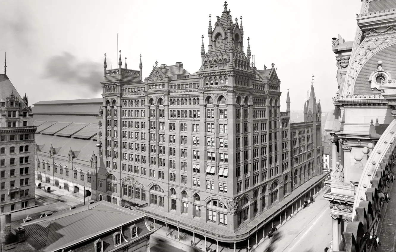 Фото обои ретро, дома, Нью-Йорк, США, 1904-й год