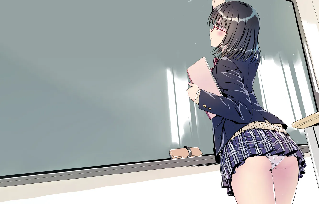 Фото обои girl, sexy, lingerie, ass, pantsu, school uniform, panties, anime