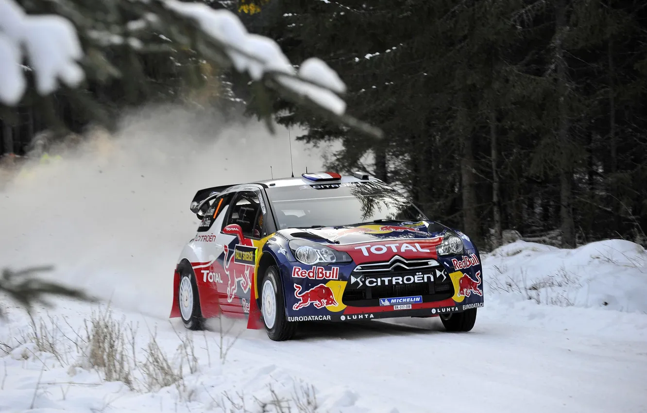 Фото обои Зима, Снег, Лес, Citroen, DS3, WRC, Rally, Ралли