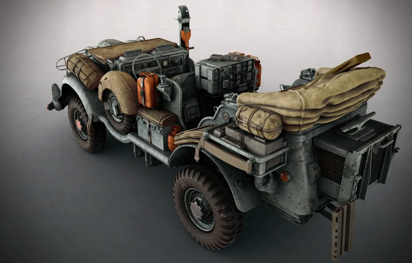 Фото обои машина, арт, Matthias Develtere, SCI-FI WW2 Jeeps