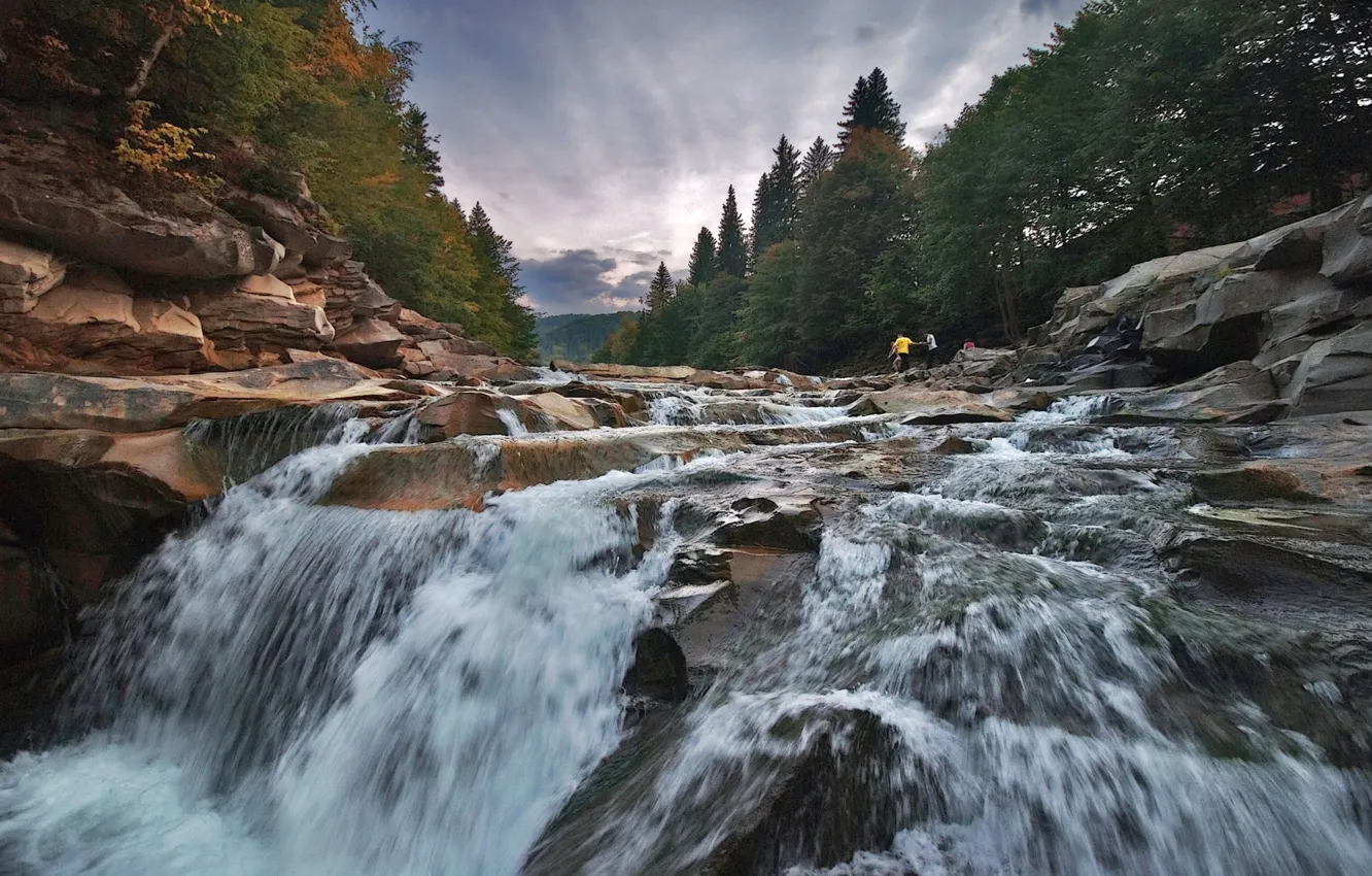 Фото обои Украина, Ивано-Франковская область, водопад на реке Прут