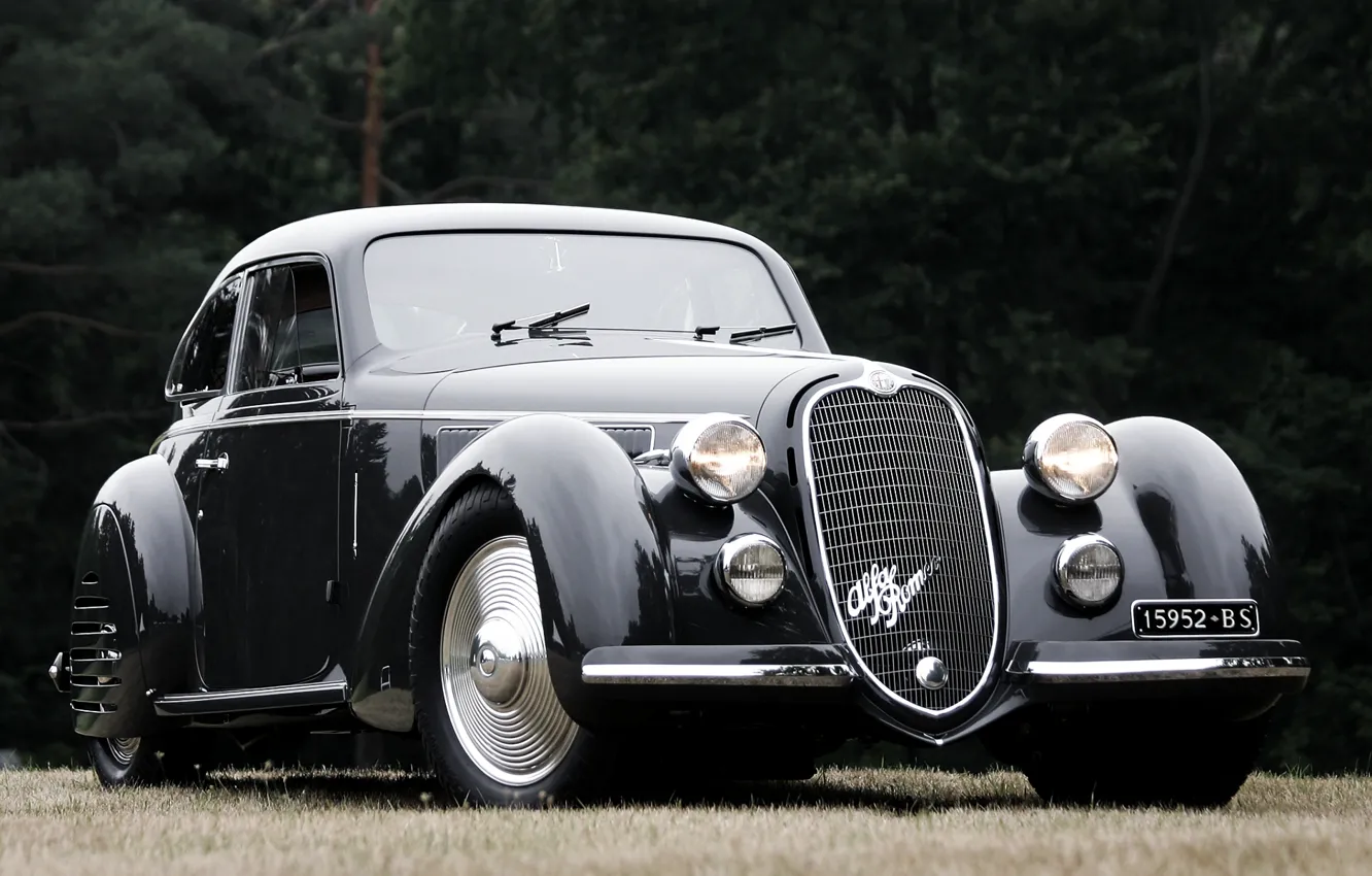 Фото обои ретро, фон, Alfa Romeo, передок, 1937, Berlinetta, Альфа Ромео, 2900B