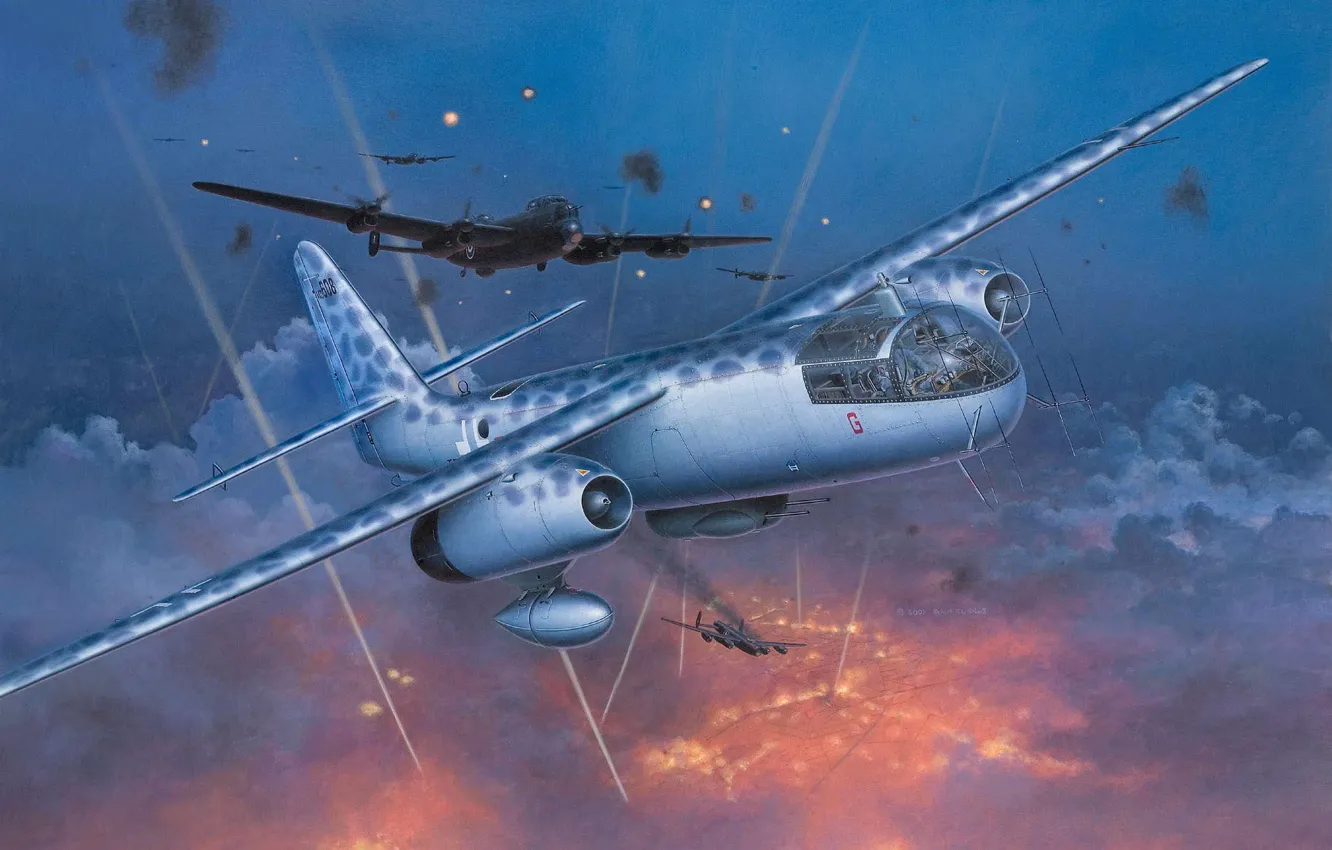 Фото обои aircraft, war, airplane, aviation, ww2, dogfight, lancaster, night fighter