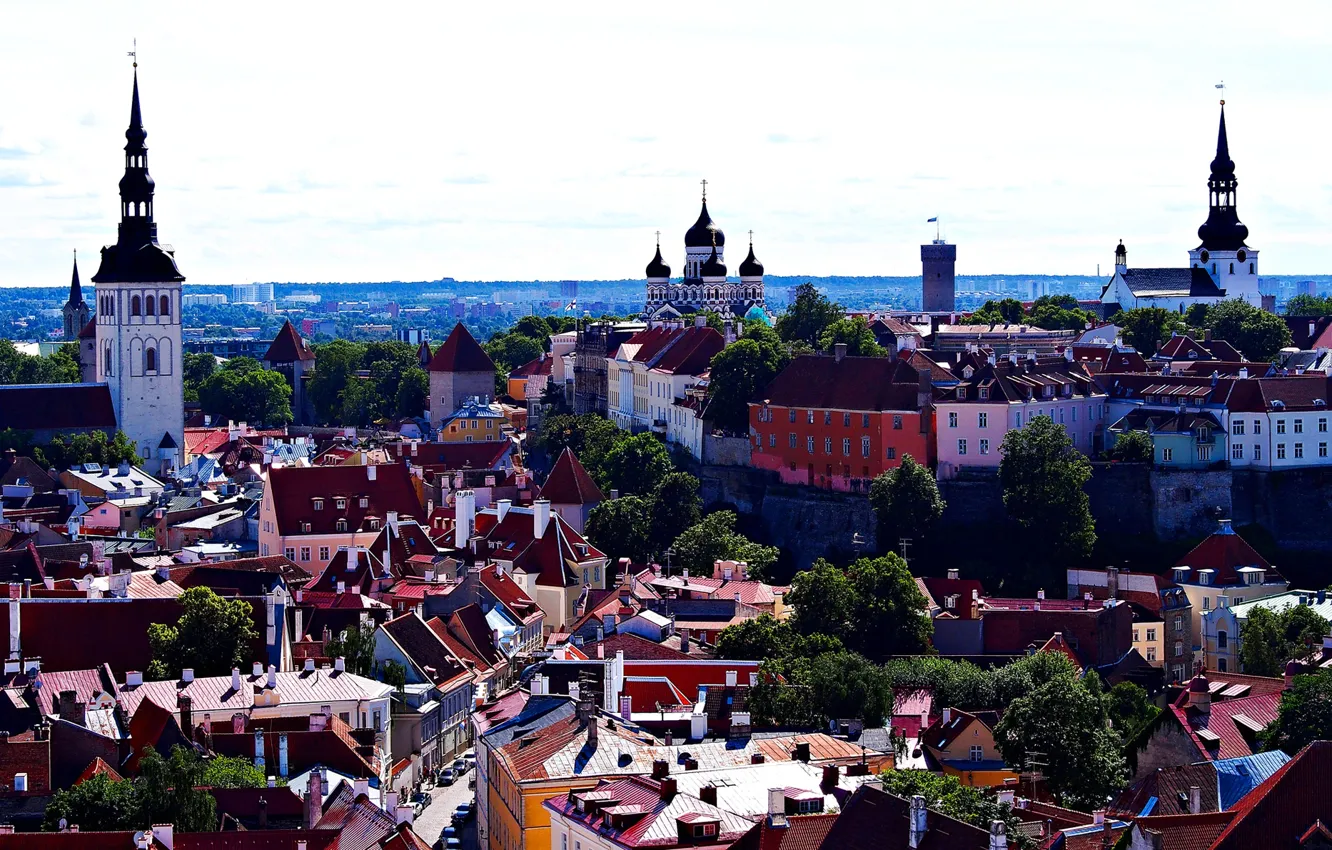 Фото обои дома, Эстония, панорама, Таллинн